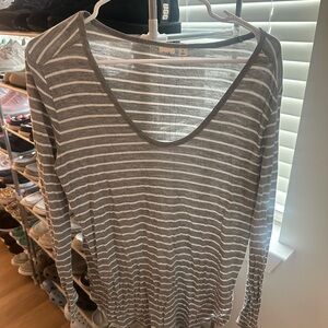 GAP Gray and White Striped Tee